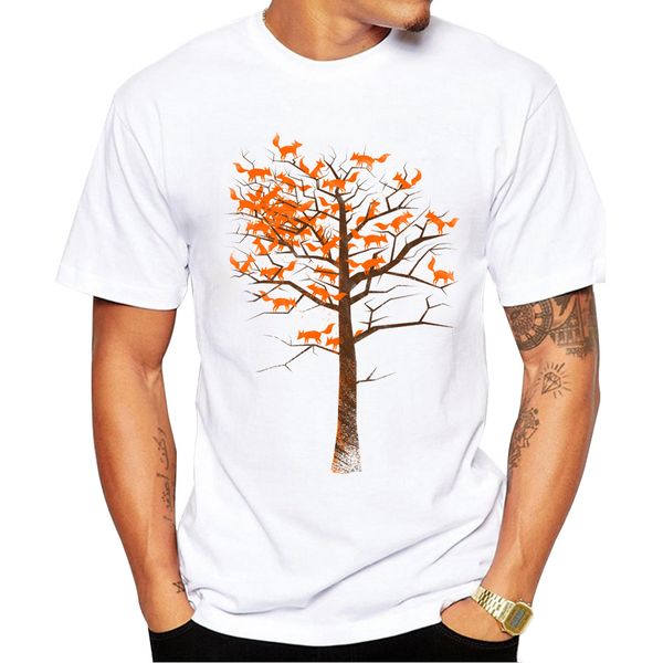 

2018 fashion blazing fox tree design short sleeve hipster foxes cartoon printed tees cool sport hooded sweatshirt hoodie t shirt