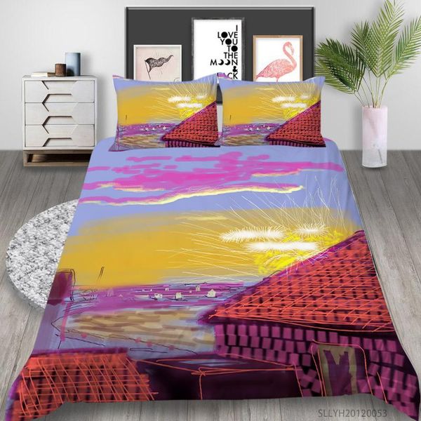 

bedding sets 3d set luxury painting print duvet cover retro fashion  size polyester bedclothes 2/3 pcs