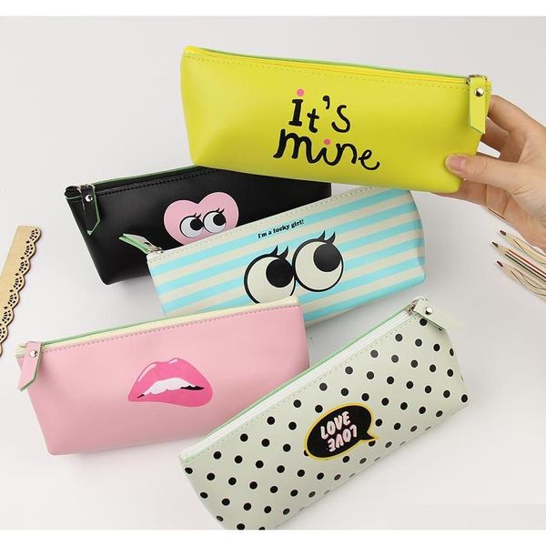 

1pc creative pencil case pu school supplies stationery gift cute modern girl pencil box pencilcase cxvfe