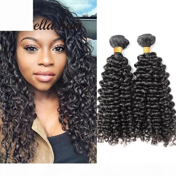 

bella hair peruvian human hair weft natural color curly hair weaves 2pcs lot 10-24inch 9a hair extensions julienchina ing, Black