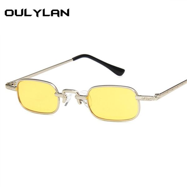 

sunglasses oulylan rectangle women vintage trendy small sun glasses yellow men metal frame design steampunk goggles, White;black