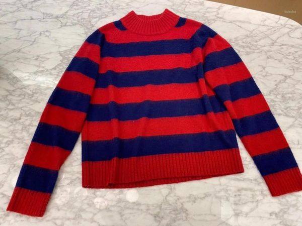 

2020 new ladies fashion long sleeve casual color block striped sweater 12011, White;black