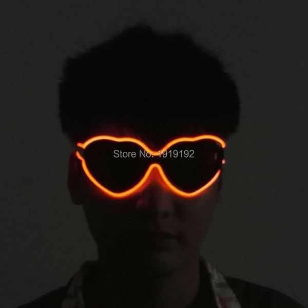 

costume accessories heart-sharped flashing el led glasses luminous party lighting colorful glowing classic toys for dj bright light holiday, Silver