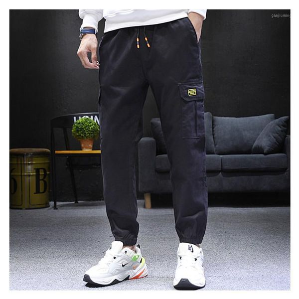 

2020 new jogger tooling style pants men's harem overalls multi-pocket men's sweatpants long pants streetwear casual men1, Black