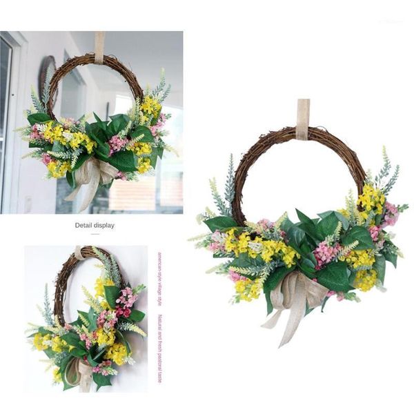 

artificial lavender flower wreath with knotted bow ing home wall window decoration1