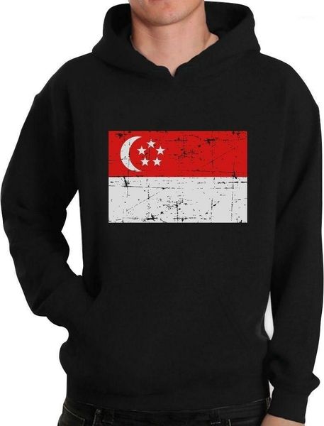 

singapore flag vintage style retro hoodie gift idea1, Black