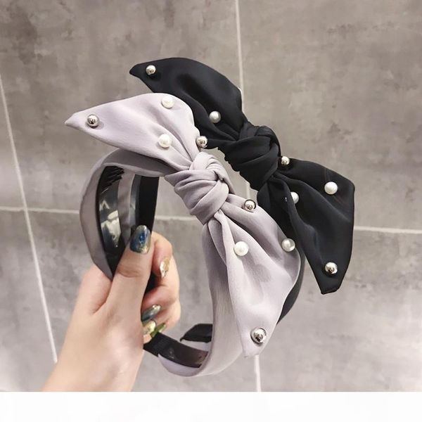 

2020 нового прибытие сплошного цвета девушка hairband лук головной убор pearl повязка non-slip зубы группа волос тюрбан аксессуары для волос