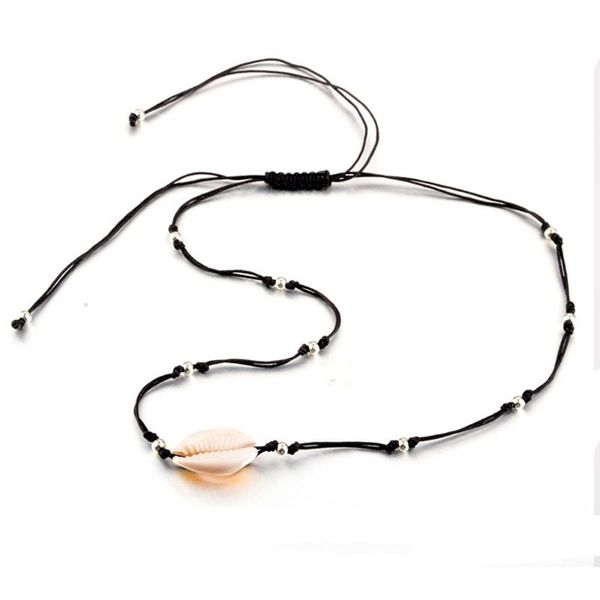 

women shell choker necklaces puka chips leather adjustabale girl bohemian hawaiian natural seashell faux pearl jewelry, Golden;silver