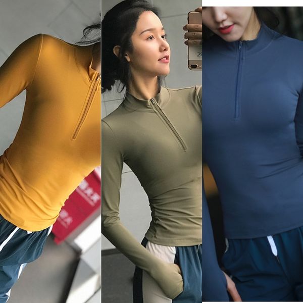 

jumut zipper sports women's stretch tight zippert-shirt zipperrunning slimming fitness suit celebrity t-shirt internet quick-drying y