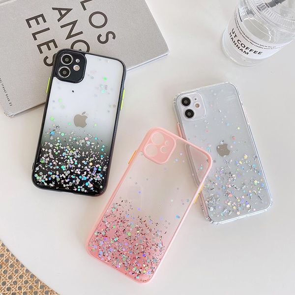 

shining glitter phone case for iphone 12 11pro max xr xs max x 7 8 plus 11pro camera protection clear cover for iphone se 2020 back