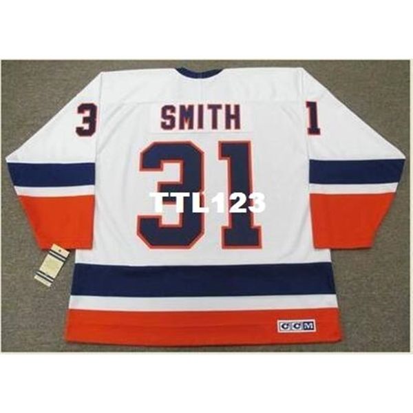 

121 #31 billy smith new york islanders 1982 ccm vintage home hockey jersey or custom any name or number retro jersey, Black