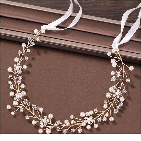 

модный золотой жемчужный кристалл свадьба оголовье тиара свадебные головные уголов прикосновение свадебные волосы аксессуары женщины для жен, Slivery;golden