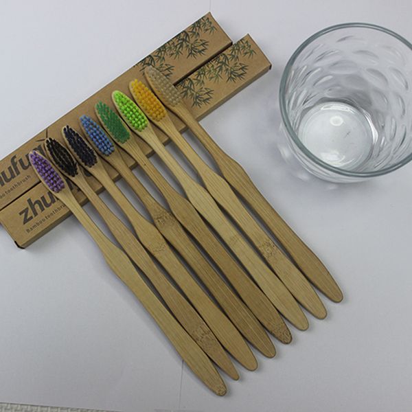 

zfg008 premium 9colours eco- friendly biodegradable soft bamboo toothbrush wholesale