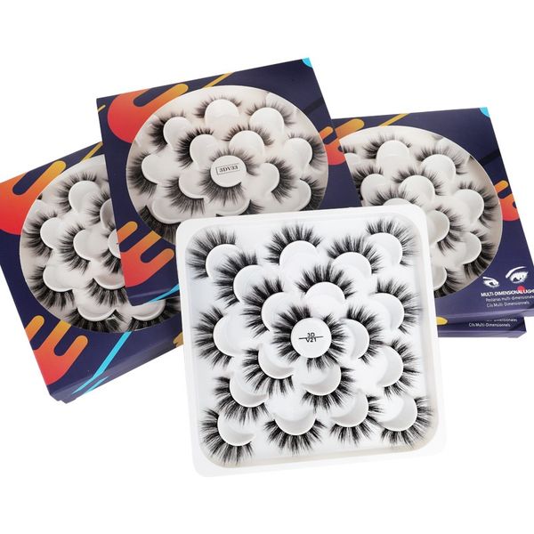 

thick natural long 3d mink false eyelashes 10 pairs set reusable handmade fake lashes extensions eye makeup accessory dhl free