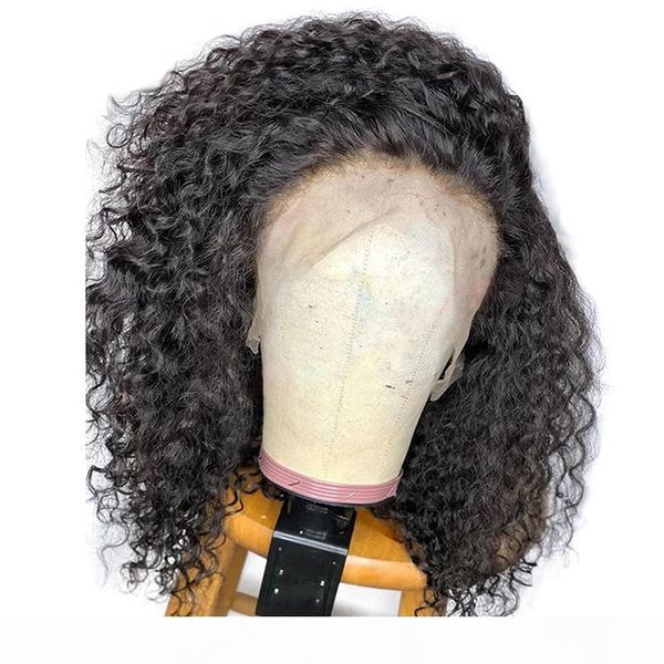 

человек волос 13x6 фронта шнурка парики вьющиеся для чернокожих женщин бразильский remy девственницы курчавый полный парик шнурка pre сорван, Black