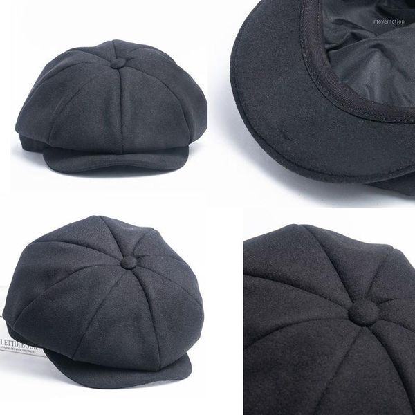 

women's coffee british hat classical berets winter woolen hats wool newsboy caps for men flat octagonal warm autumn beret femme1, Blue;gray