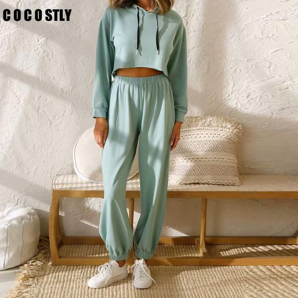 

autumn winter fashion tracksuit women pullover shirtweater with hood two pieces set hoodies casual trousers suit sweatsuit1, Gray