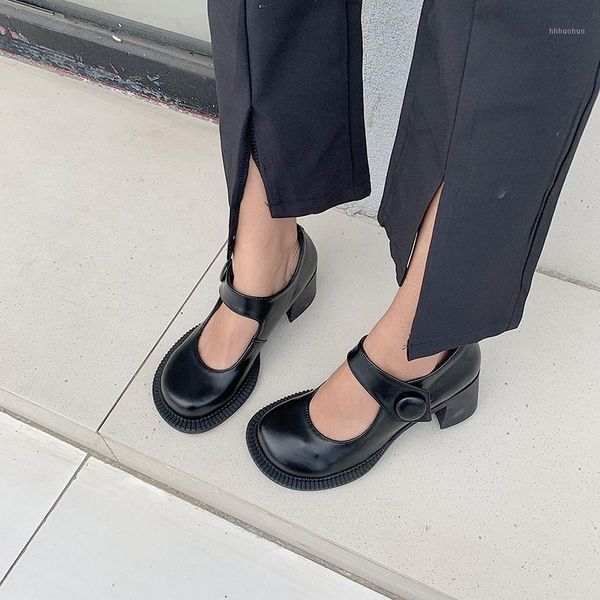 

sandals fashion round toe spring women platform pumps thick heels black shoes autumn comfortable shoe size 35-391