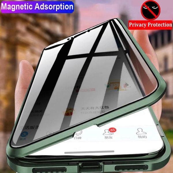 

magnetic privacy glass case for iphone 12 11 pro max se anti-spy 360 protective magnet case for iphone xs wmtvlb