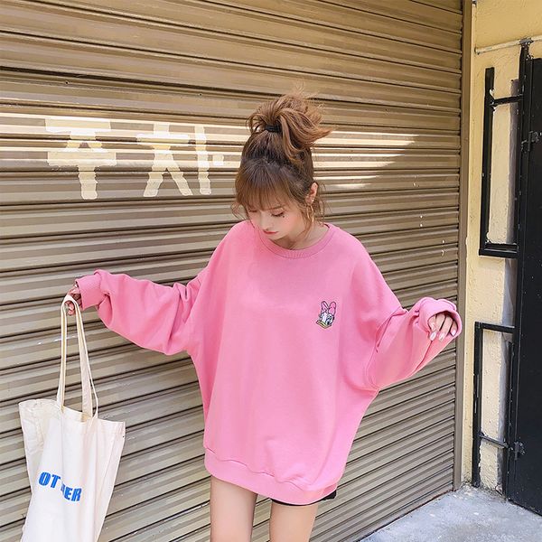 

2021 handsome of cartoon new around the neck fashion in loose fall female student shirt 1w7n, Black