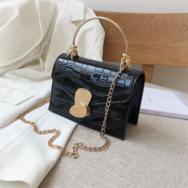 

2020 summer satchel satchelnew women's fashionable iron handle women's bag mini stone pattern chain shoulder crossbody bag for wom