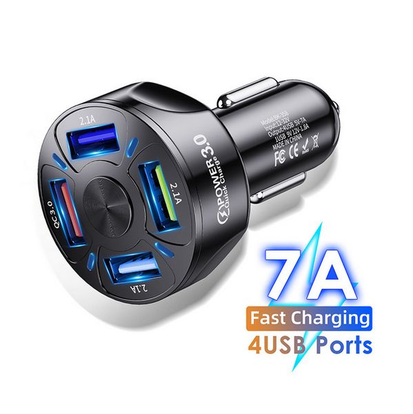 

4 порта usb автомобиля зарядное устройство быстрой зарядки 3,0 4,0 универсальный 7а быстрая зарядка qc3.0 qc4.0 телефон зарядное устройство