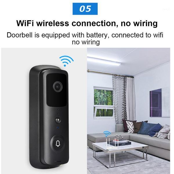 

video door phones hd 1080p wireless wifi doorbell smart phone visual intercom secure camera connection, ultra-low power doorbell1