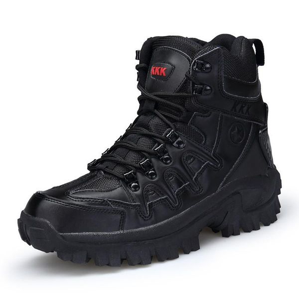 

desert tactical mens boots wear-resisting army boots men waterproof outdoor hiking men combat ankle plus size 39-46, Black