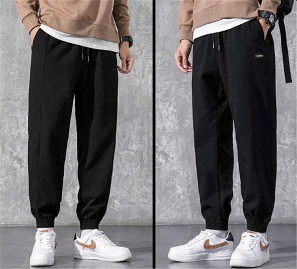 

новые осенние случайные спортивные брюки мужских рыхлых моды девять-точечные мужские брюки тенденции все-матч спецодежды, Black