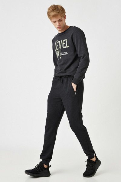 

running pants koton male navy blue sweatpants 1 kam41582lk1, Black;blue