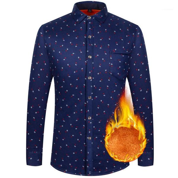 

men shirt long sleeve fashion autumn winter thick fleece office social clothes streetwear cufflinks warm shirts with fur mens1, White;black