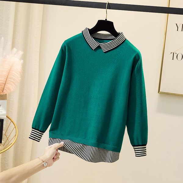 

coigarsam 3xl plus size knitting blouse women new blusas womens and blouses green black 1987, White