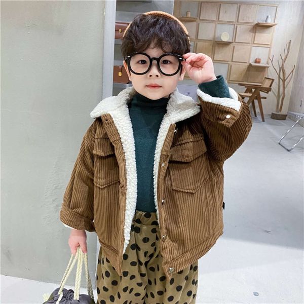 

corduroy fashion wtern sle winter new boys' lamb wool et children's wear, Black