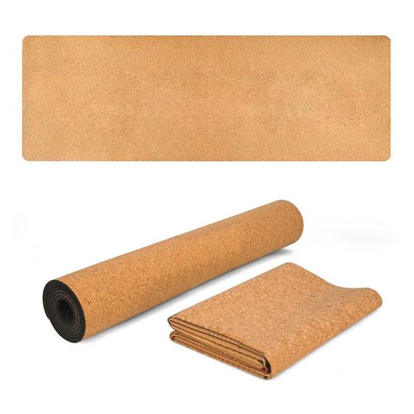 

yoga mats 183x68cm natural cork mat fitness gym sports pilates exercise pads non-slip 5mm absorb sweat odorless