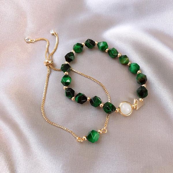 

beaded, strands luxury green natural stone bracelet woman simple personality set girl party jewelry accessories anniversary gift, Black