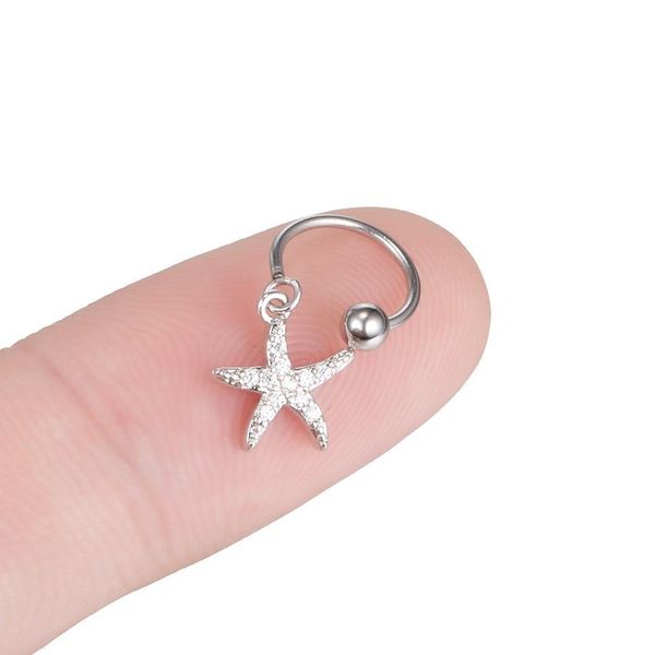 

1pc steel diy 9styles cz gem pendant dangle hoop cartilage earring helix tragus rook lobe ear piercing fashion women jewelry 20g q jlldde, Silver