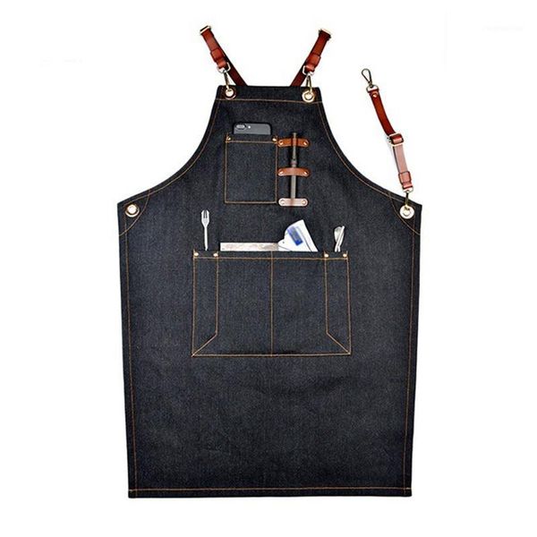

aprons 4-type denim bib apron working chef baker bbq cook work uniform kitchen1