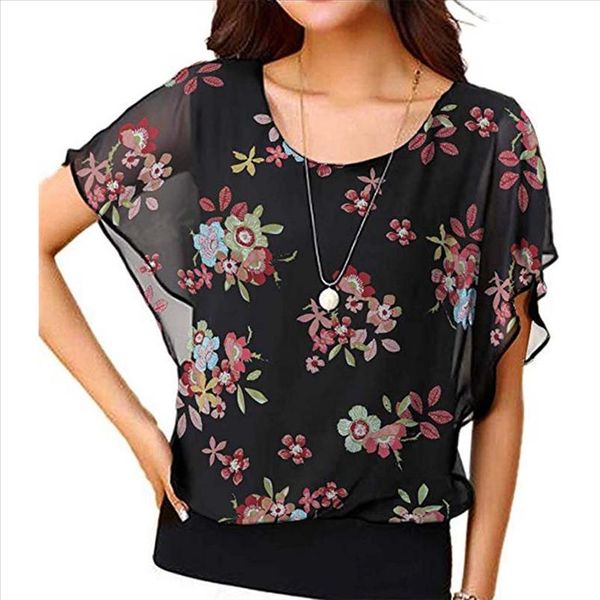 

women shirts printed bat short sleeves loose o neck casual white trend elegant noble vogue summer blouse shirts