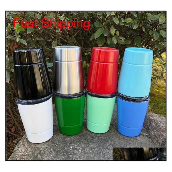 

9oz outdoor baseball wine glass cups double wall 304 stainless steel cups vehicle beer mug non-vacuum mugs with straws lids kids flek