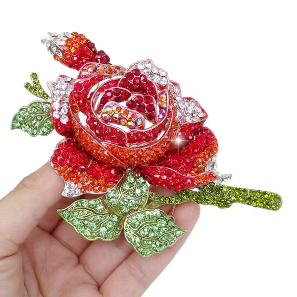 

tuliper flower rose brooches women brooch pin austrian crystal rhinestone big brooch for women men clothes jewelry accessories 201009, Gray