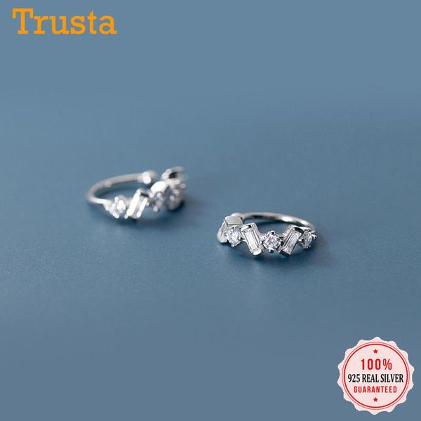 

trustdavis 925 sterling silver lovely moon shining cz ear cuff clip on earrings for women without piercing earings jewelry da929, Golden;silver