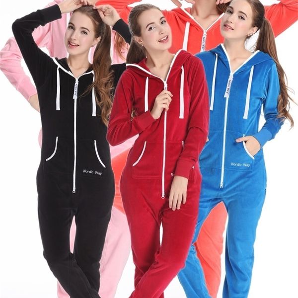 Nordic Way Onsie Velutum tuta intera velluto pagliaccetto adulto unisex donna tutina T200509