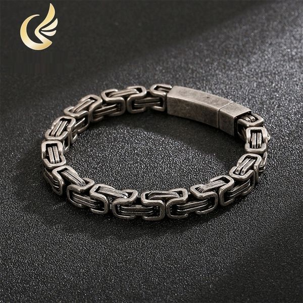 

oleqv domineering men's imperial chain loop 316l chain steel stainless bracelet fashion men's personalized titanium steel bracelet, Golden;silver