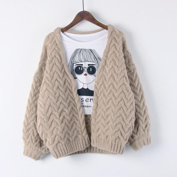 

women 2020 spring autumn knit oversized cardigan female fashion twist solid casual knitted sweater coat pull femme outerwear g521, White