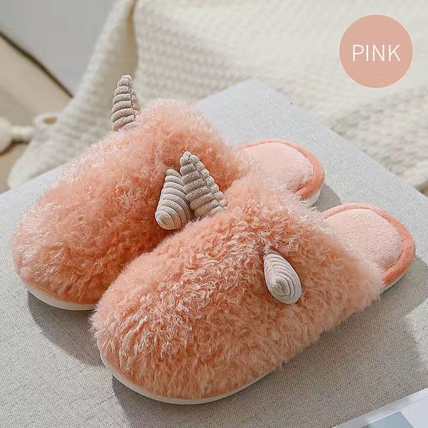 

cartoon plush cotton slippers womens floor fall/winter home indoor plus velvet warm thick-soled cute household month shoes, Black