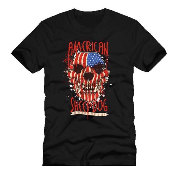 

print t-shirt 2019 fashion american sheepdog flag skull distressed fanged mens t-shirt tee mens' t-shirt sport hooded sweatshirt hoodie