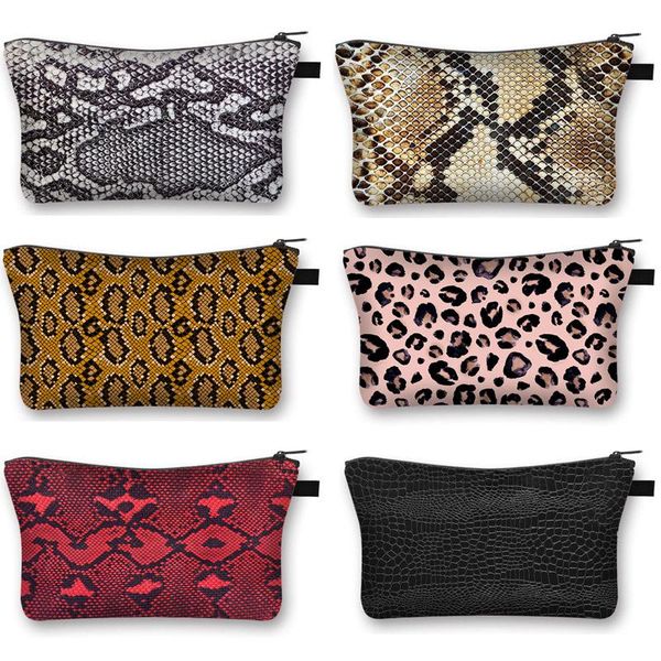 

dashing косметическая сумка для печати змеиная кожа холст персонализированные мешки для макияжа женщин-помада сумка для девочек подарок хран