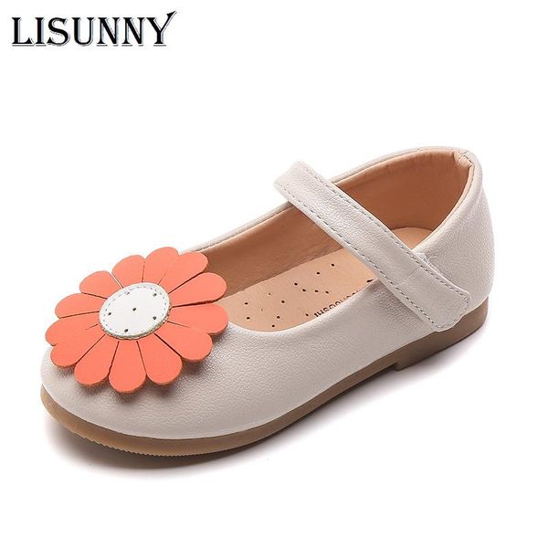 

flat shoes 2021 baby girls autumn pu 2-6y children spring cute princess non-slip girl floral leather, Black;grey