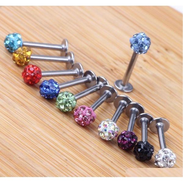

body jewelry tragus earring 20pcs/lot mix 10 colors 6-12mm shamballa ball cz gem disco 3.5mm body jewelry lip ri sqcwtq homes2007, Black