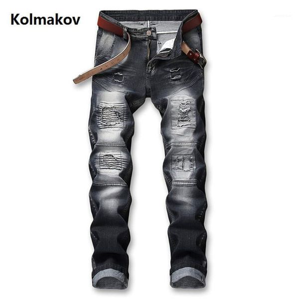 

2020 spring ripped jeans for men fashion designer denim skinny jeans mens black broken holes men's casual trousers size 28-40,421, Blue